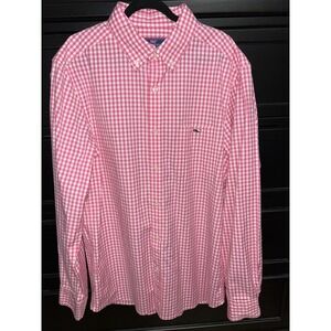 Vineyard Vines Men's Pink Plaid Performance Classic Fit‎ Tucker Shirt Medium